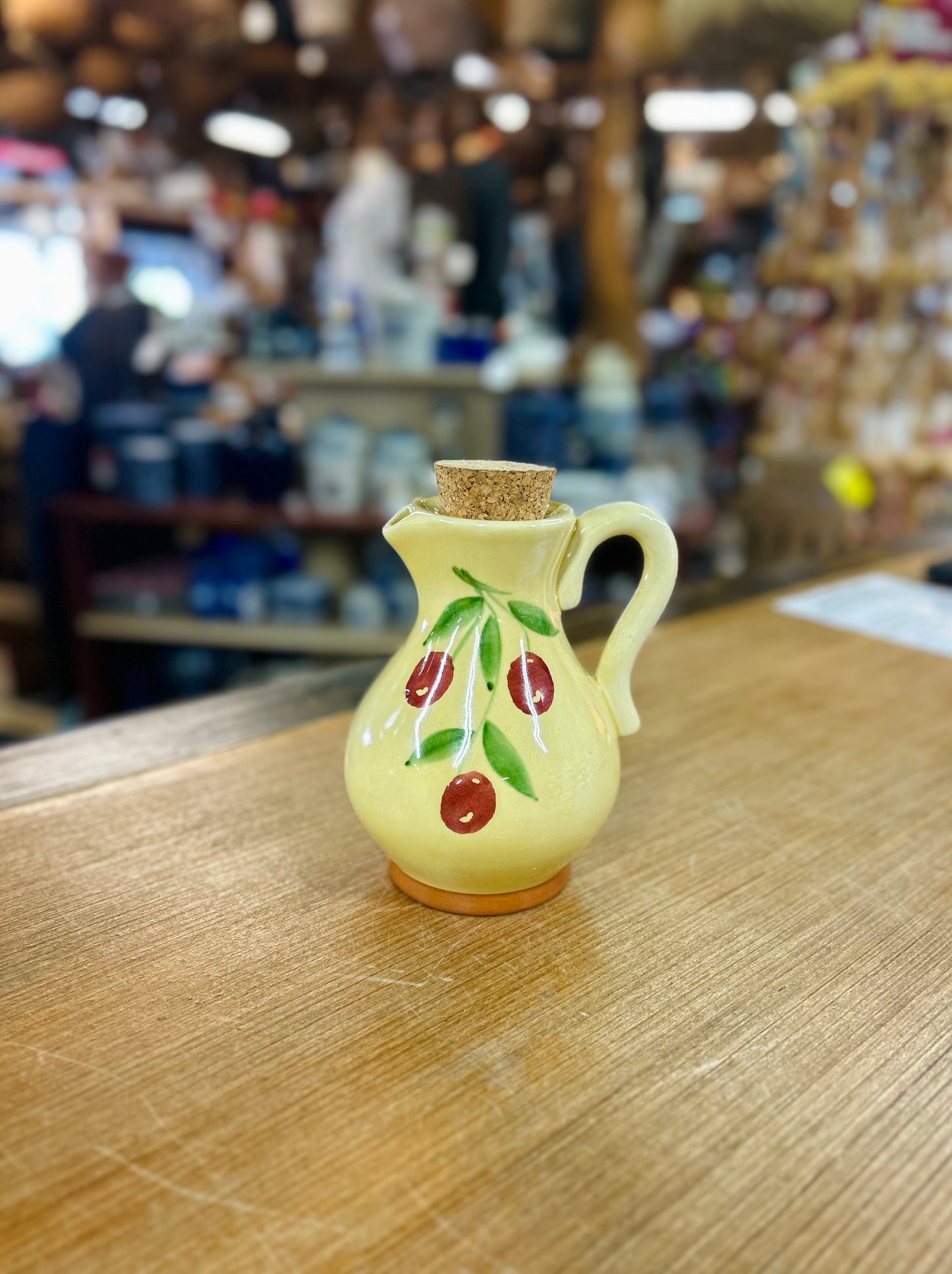 Vintage Watt Potters Company Yellow Pitcher with Red Fruit Hand Painted In Italy