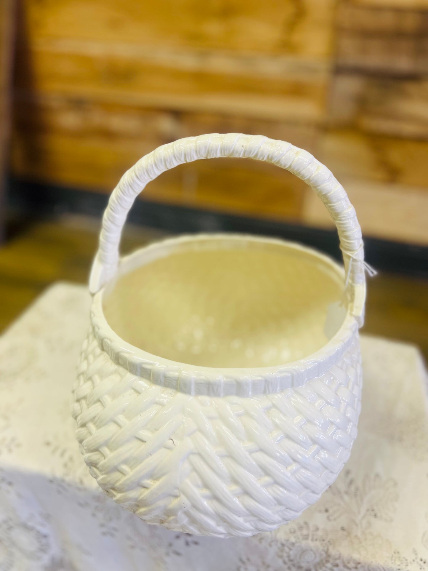 Vintage Ceramic White Basket