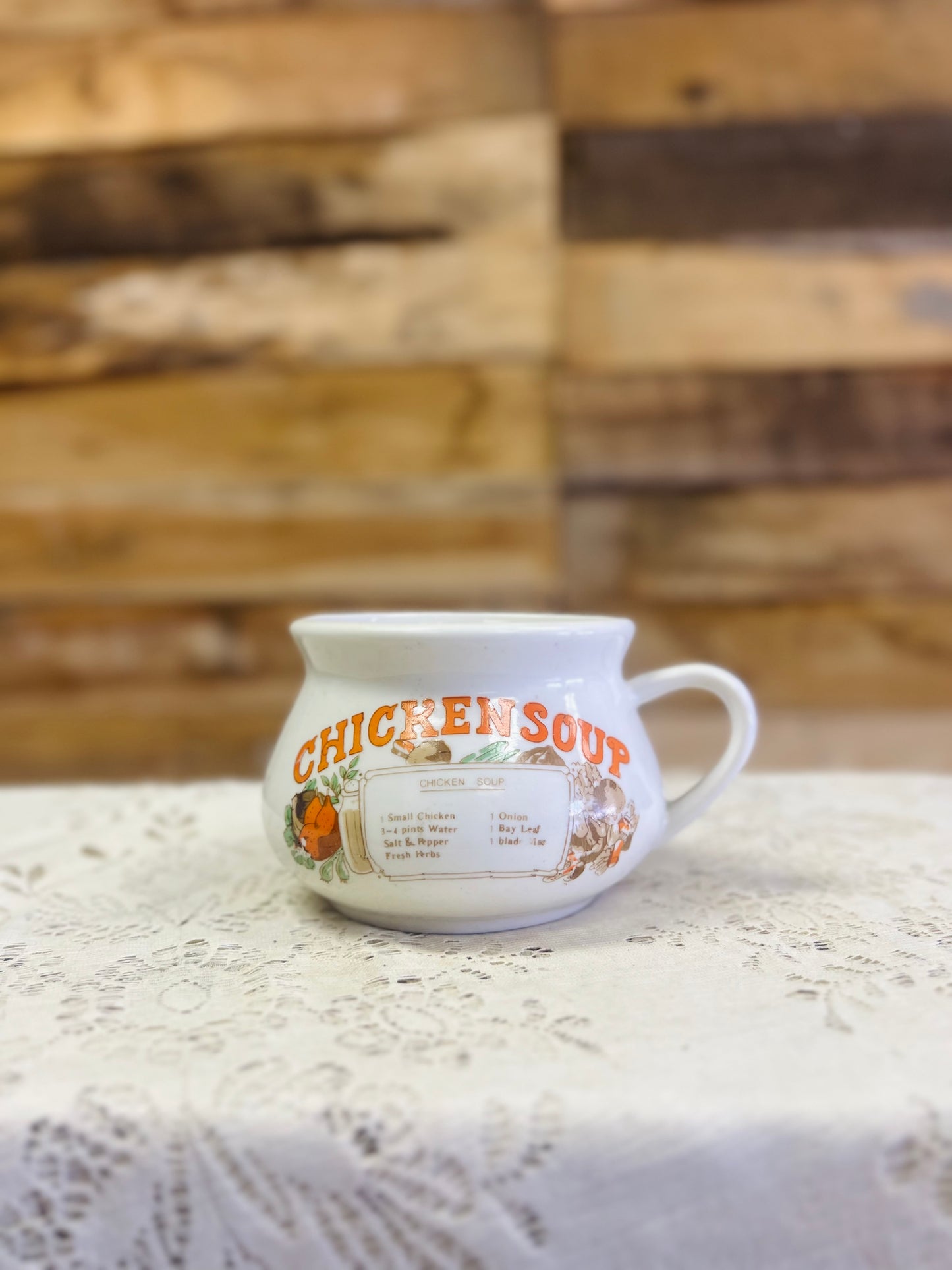 Vintage 70's Ceramic Soup Recipe Mug - Chicken Soup