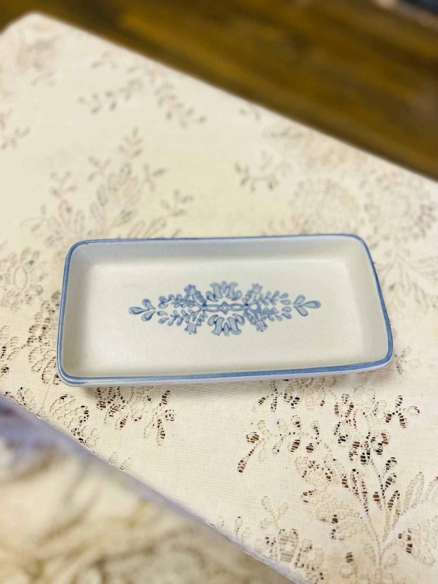 Vintage Pfaltzgraff Yorktowne Relish Tray with Blue Florals