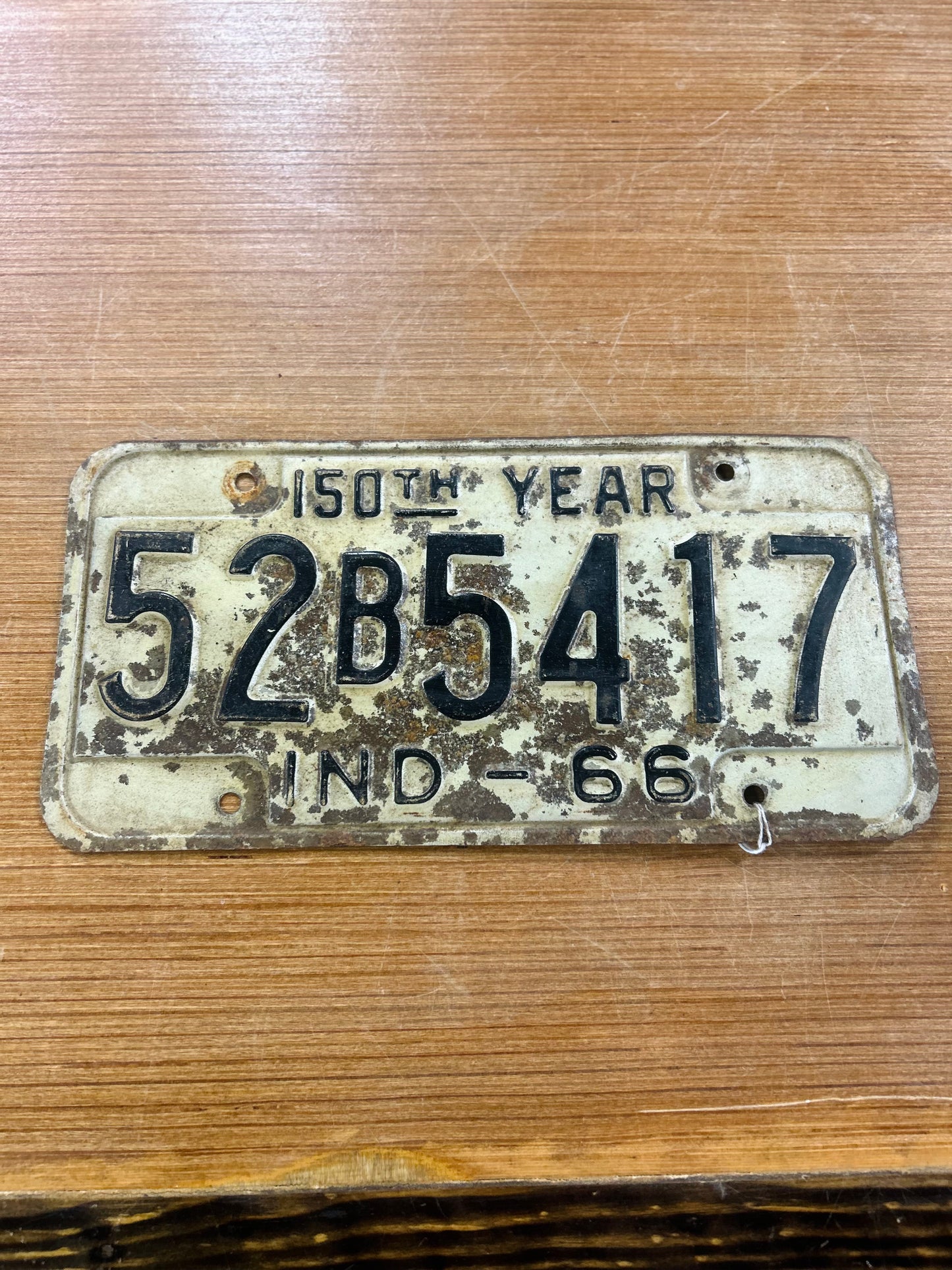 Vintage 1966 Indiana 150th Year Metal License Plate