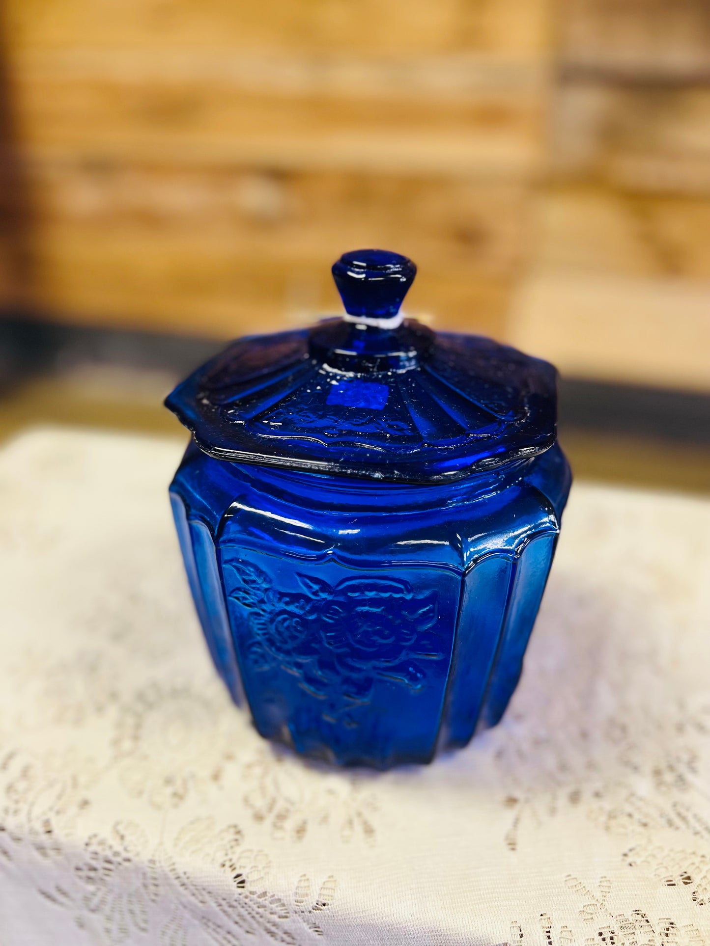 Vintage Cobalt Blue Cookie Jar