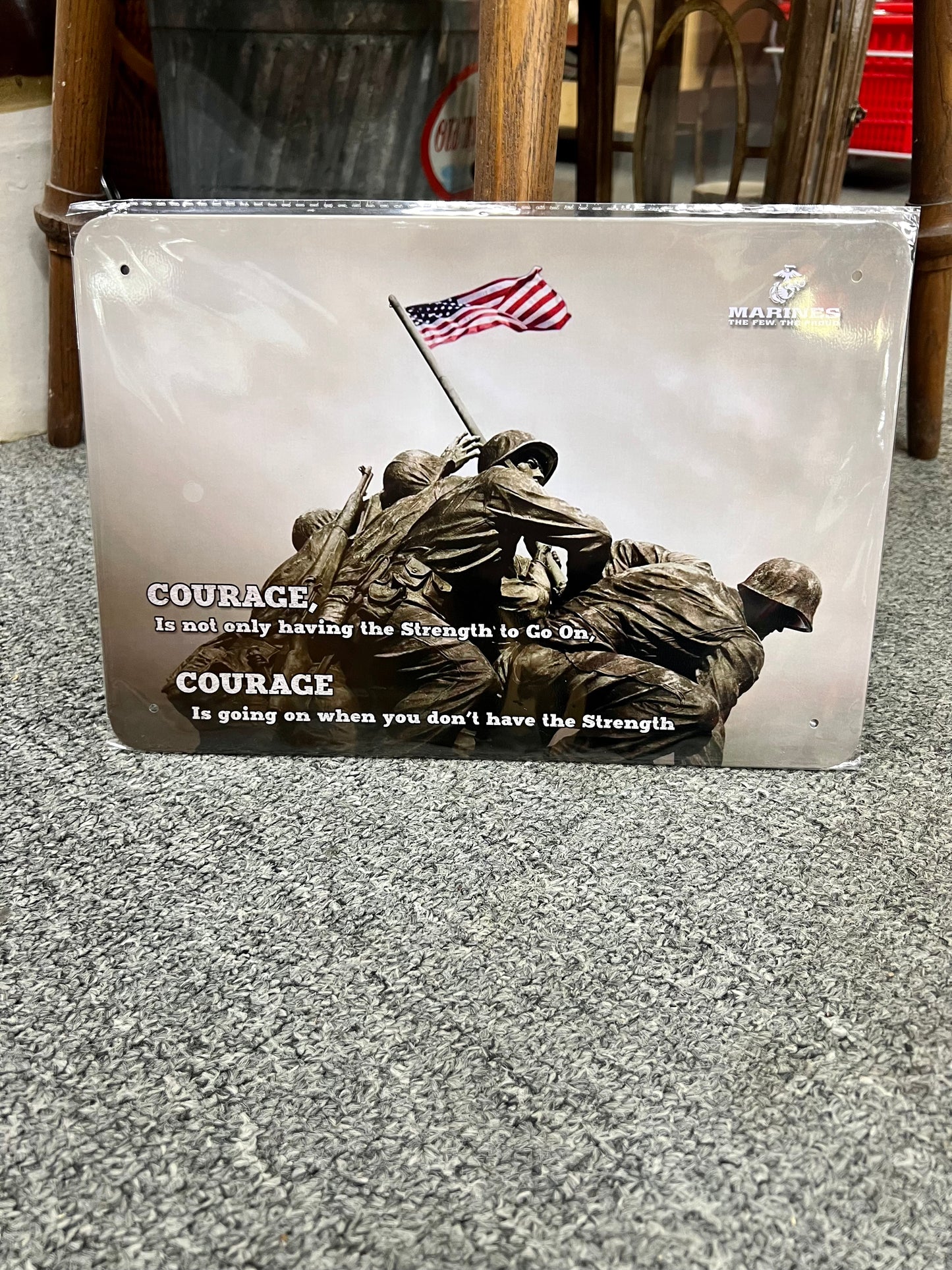Marines Memorial Courage Metal Sign