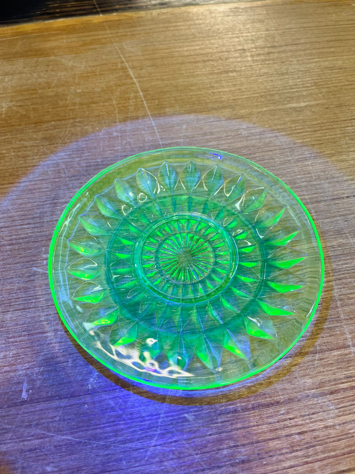 Vintage Uranium Glass Diamond Plate