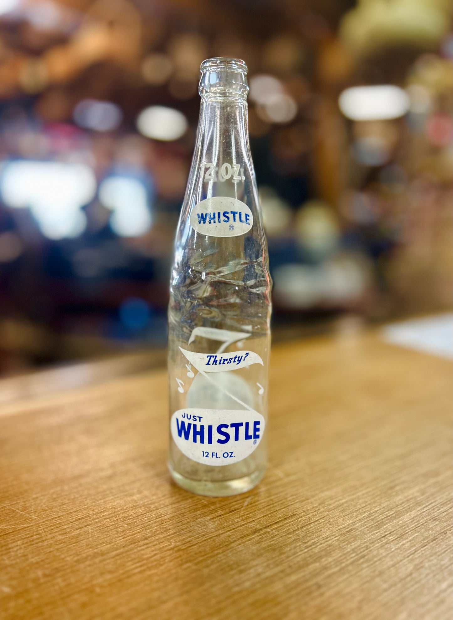 Vintage Whistle " Just Whistle" Glass Bottle