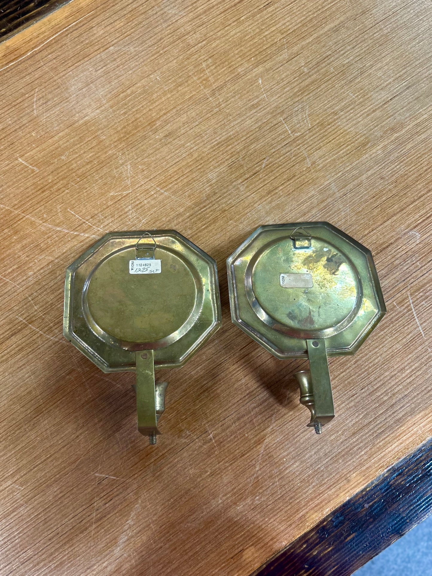 Vintage Brass Candle Wall Sconce Set