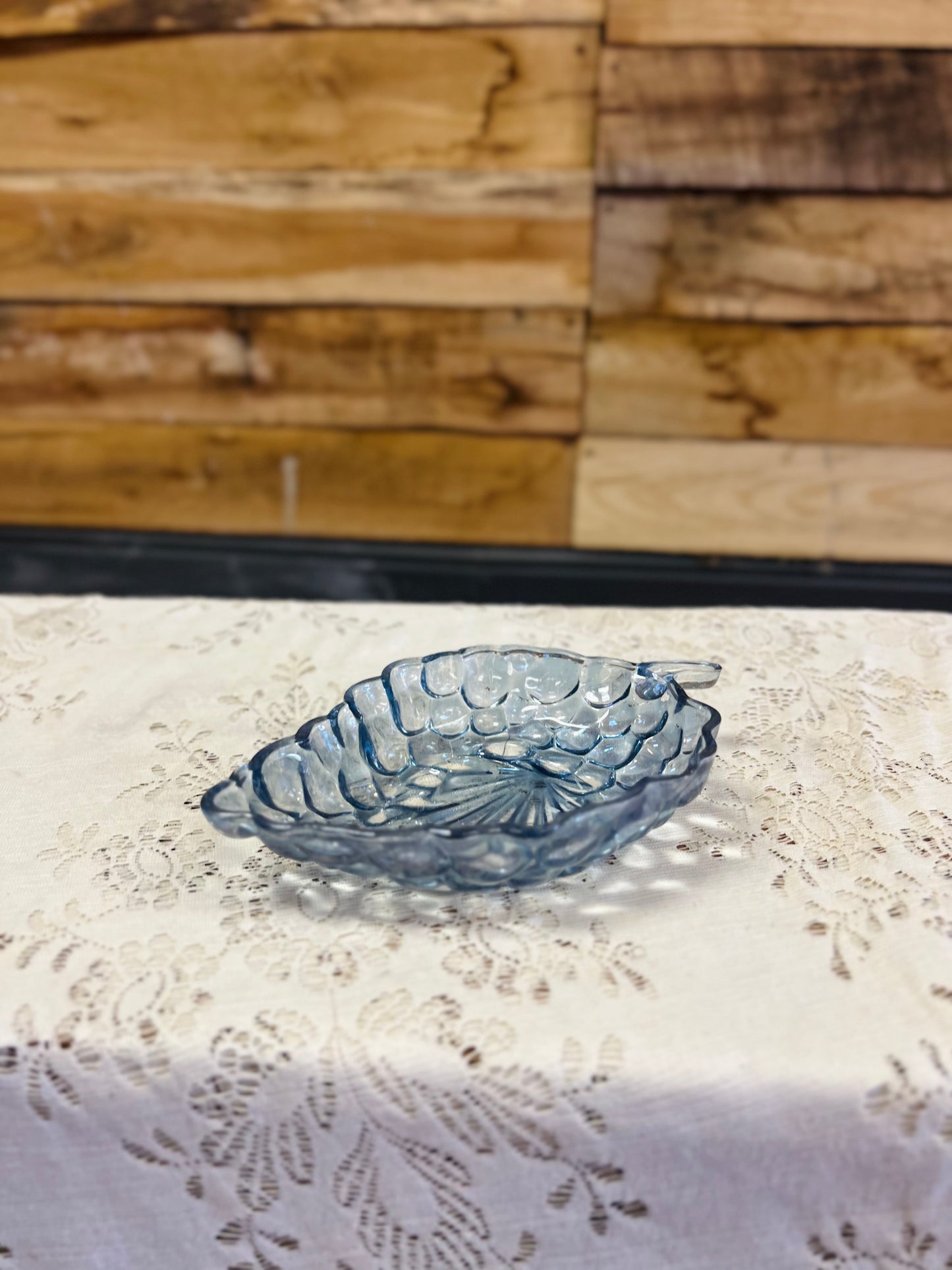 Vintage Blue Anchor Hocking Dish with Cluster of Grapes Design