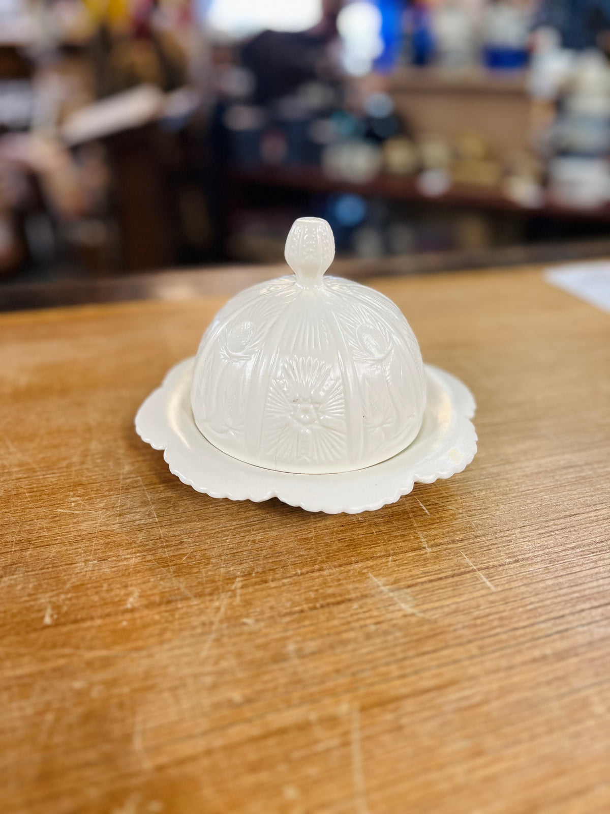Vintage White Porcelain Domed Butter Dish