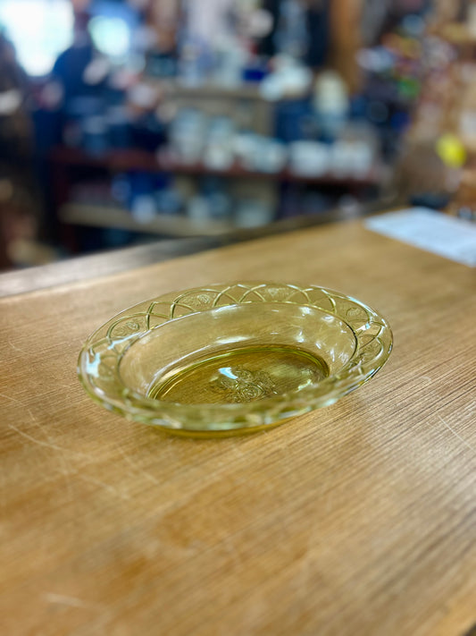 Vintage Open France Rose Carnival Glass Yellow Bowl