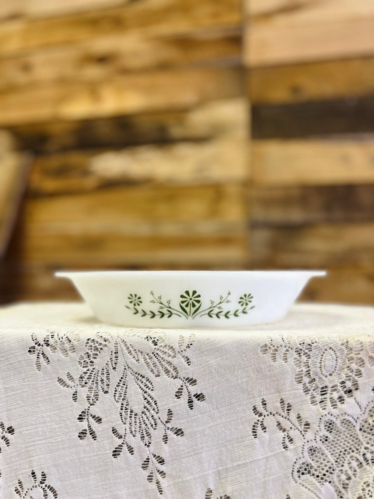Vintage Green Daisy Divided Baking Dish