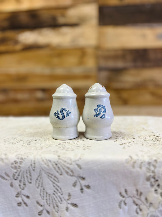 Vintage Cottagecore Blue & White Salt and Pepper Shakers