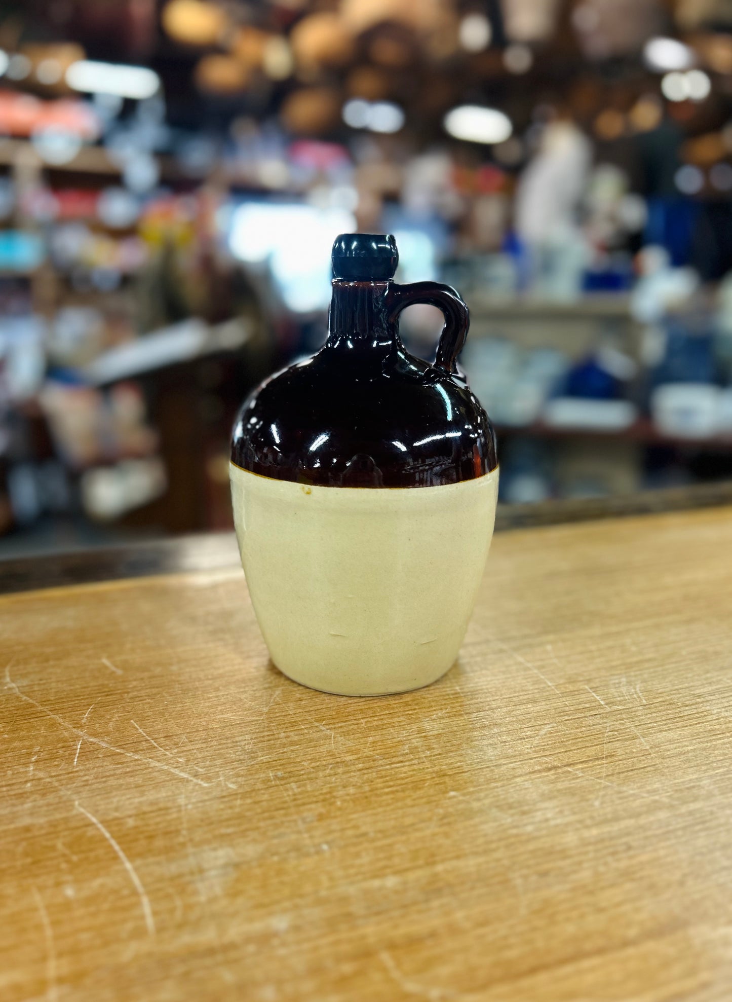 Vintage Brown and Beige Jug with Lid