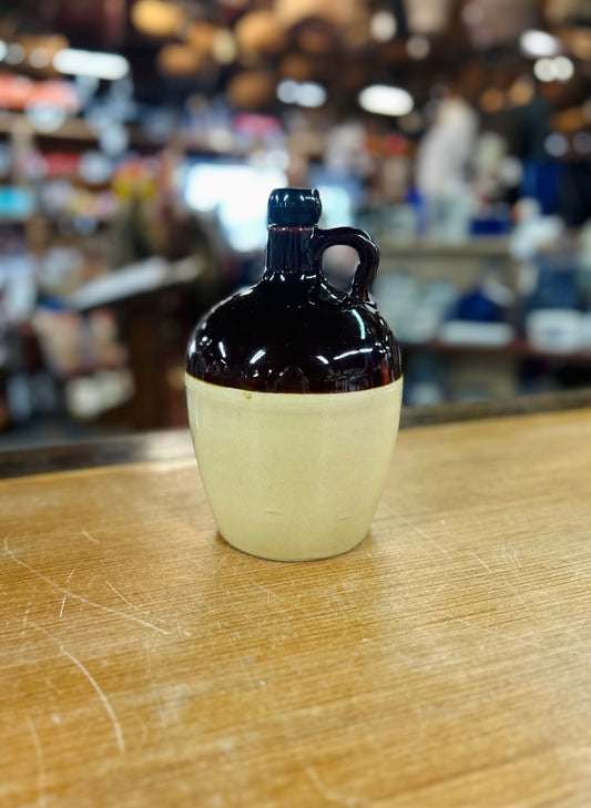 Vintage Brown and Beige Jug with Lid
