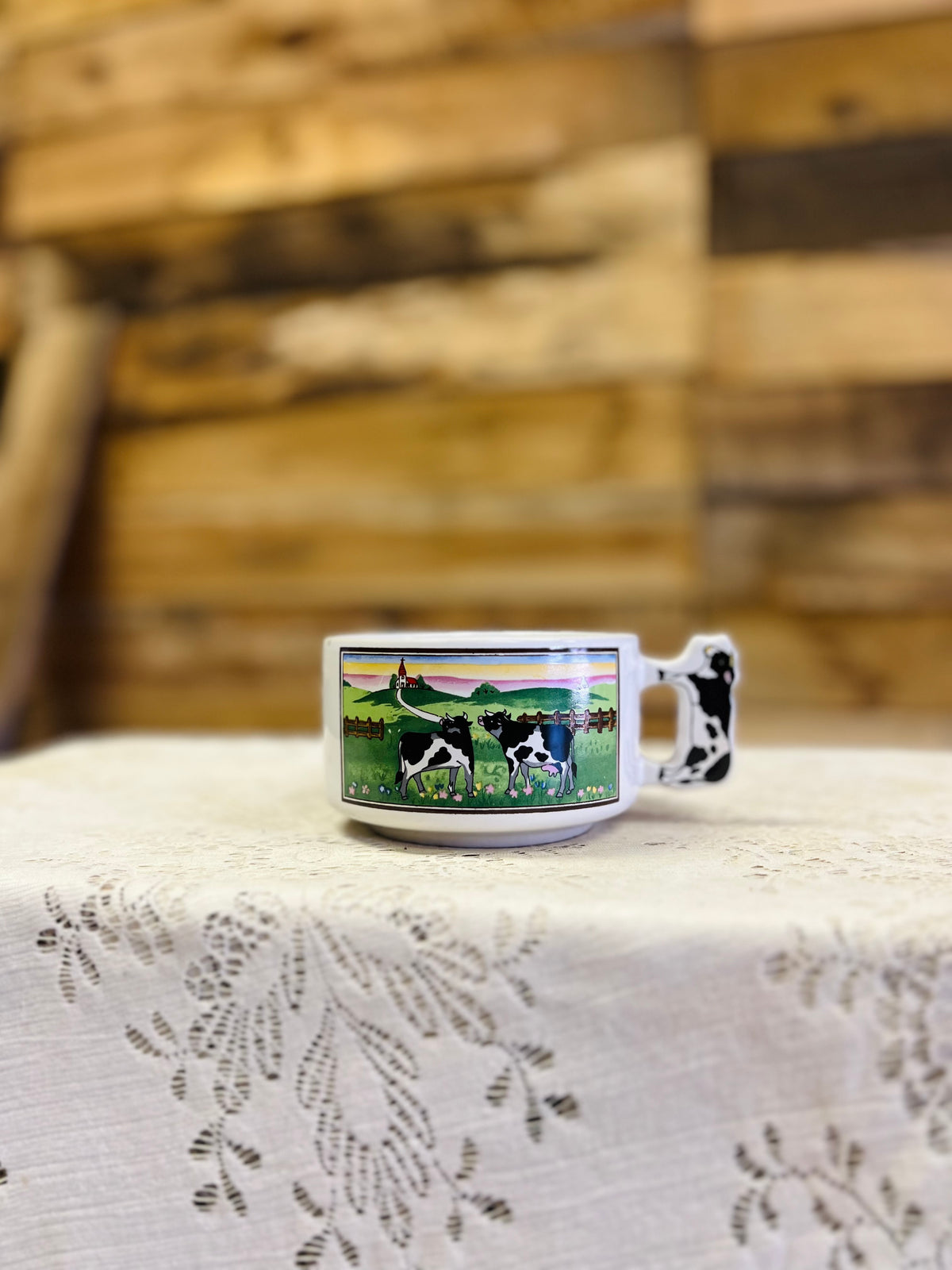 Vintage Cow Soup Mug