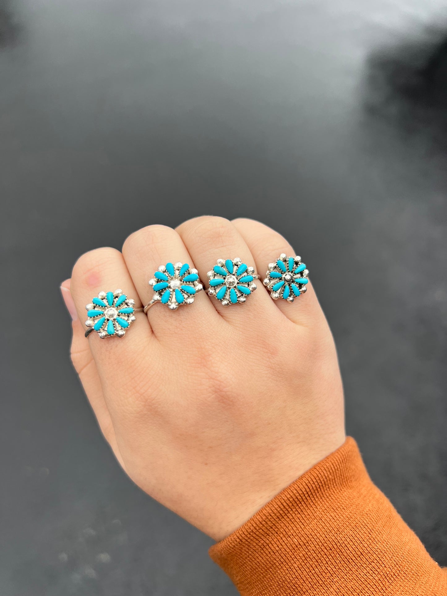 Turquoise Petti Point Flower Ring