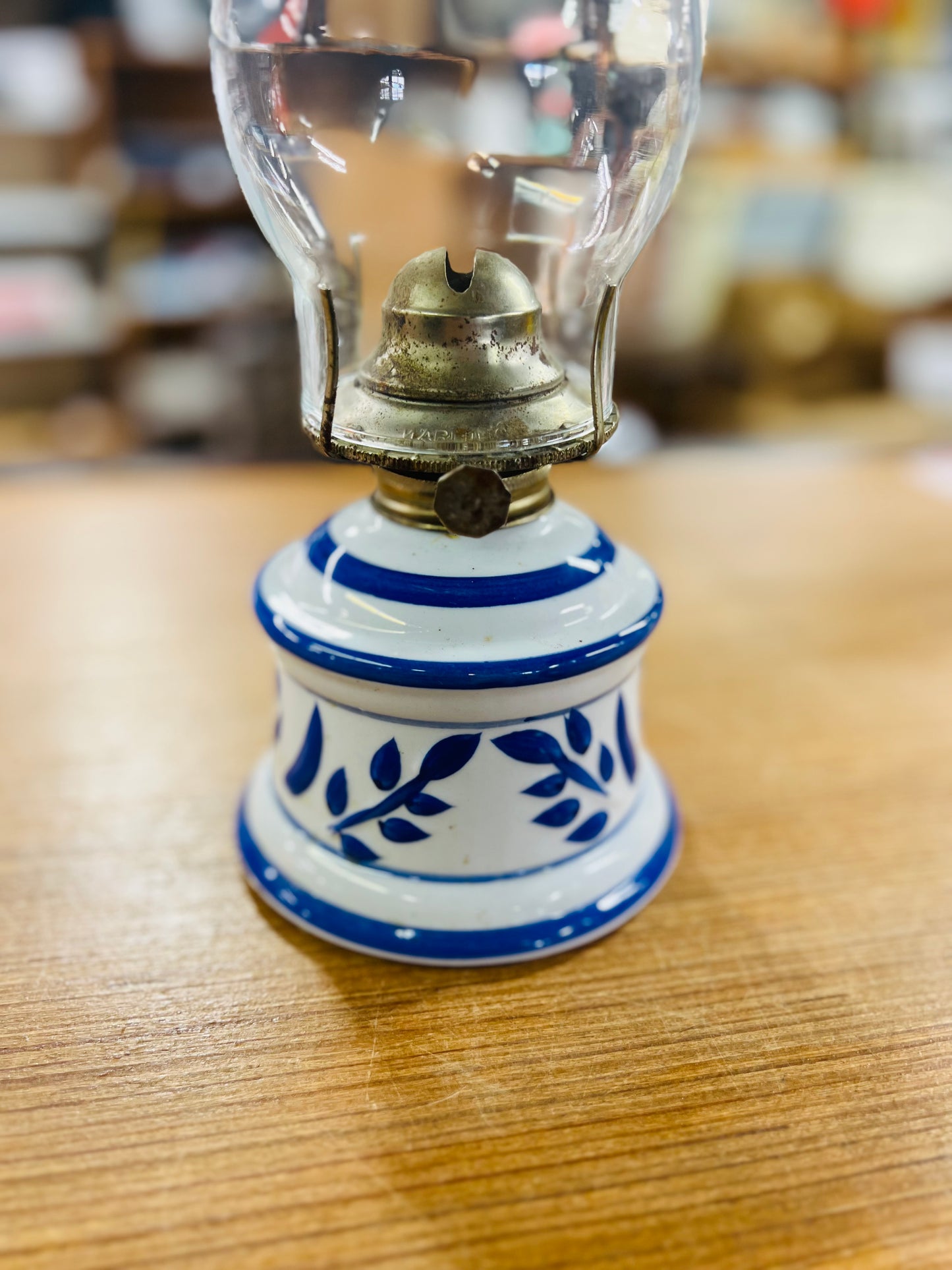 Vintage Light Blue Floral Lamplight Farms Lamp