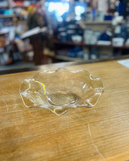 Vintage Depression Glass Bowl with Flowers And a Rose Tint