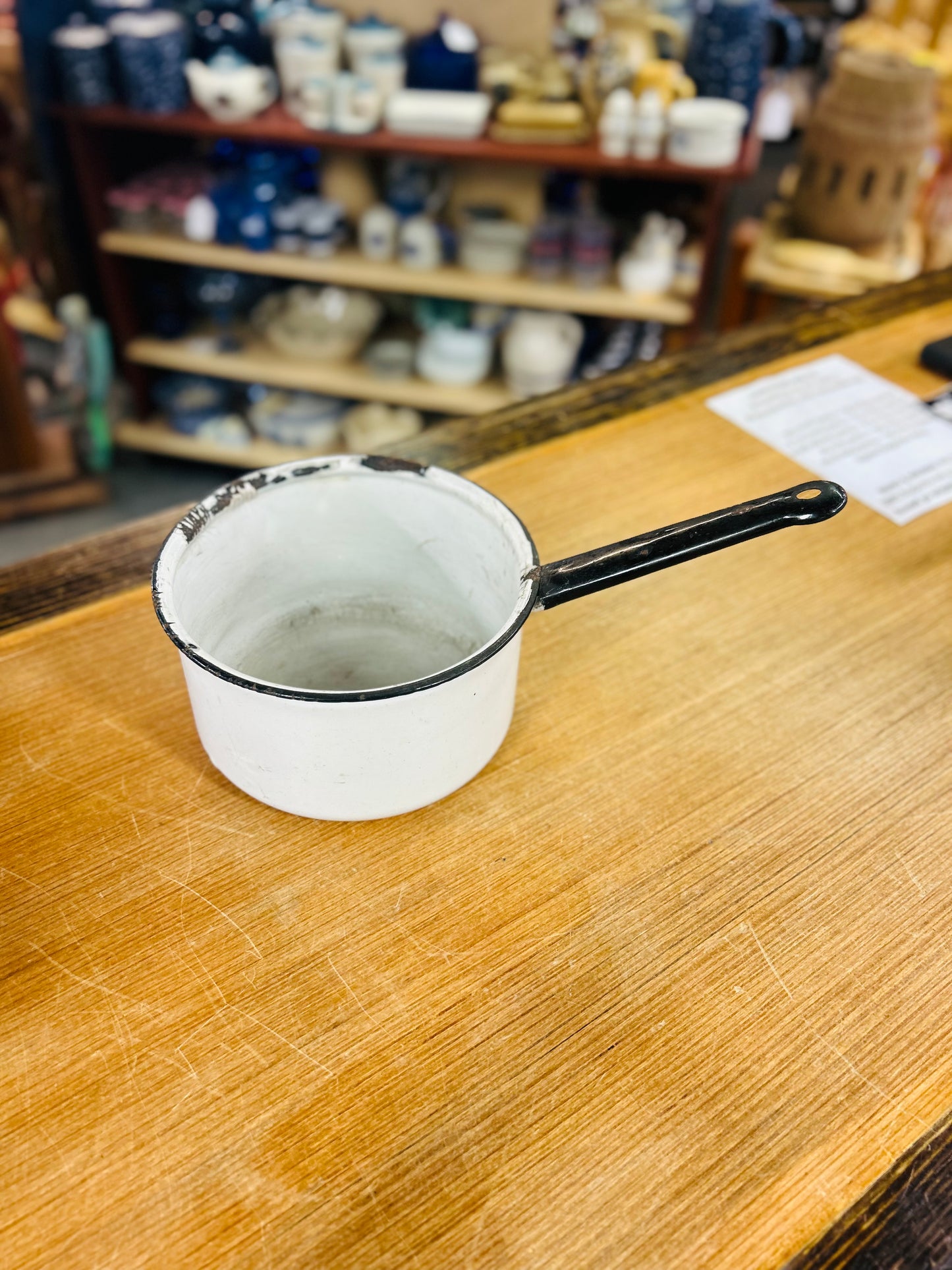 Vintage Large Pot with Black Trim