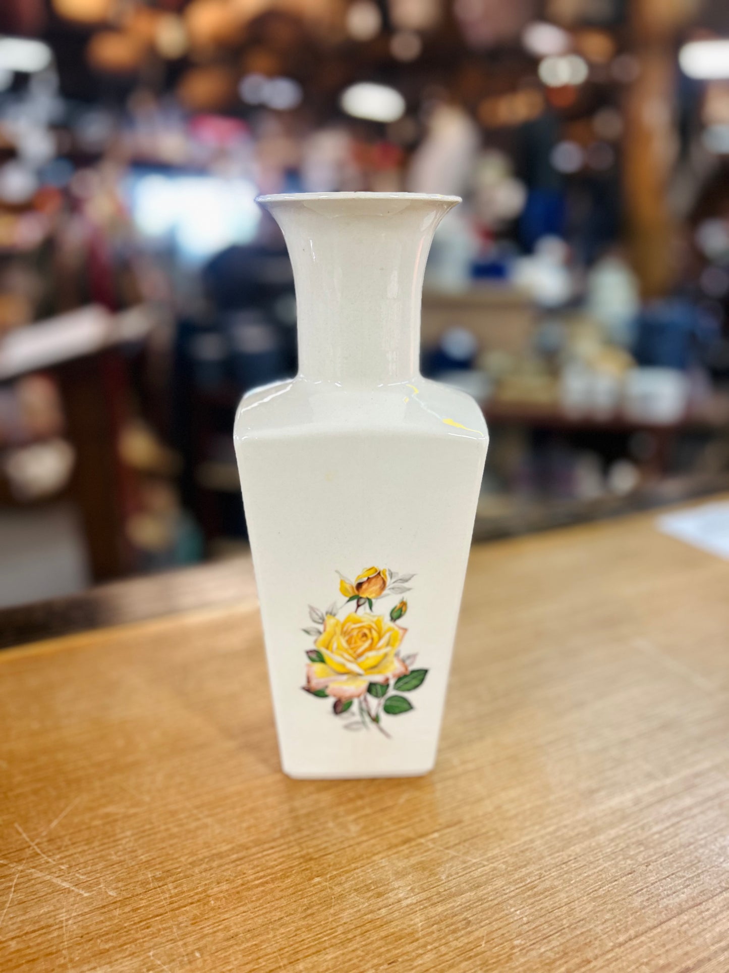 Vintage Tall Vase with Floral Design
