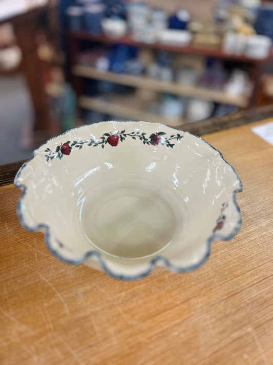 Home and Garden Party Stoneware Serving Bowl with Apple on Vine Pattern