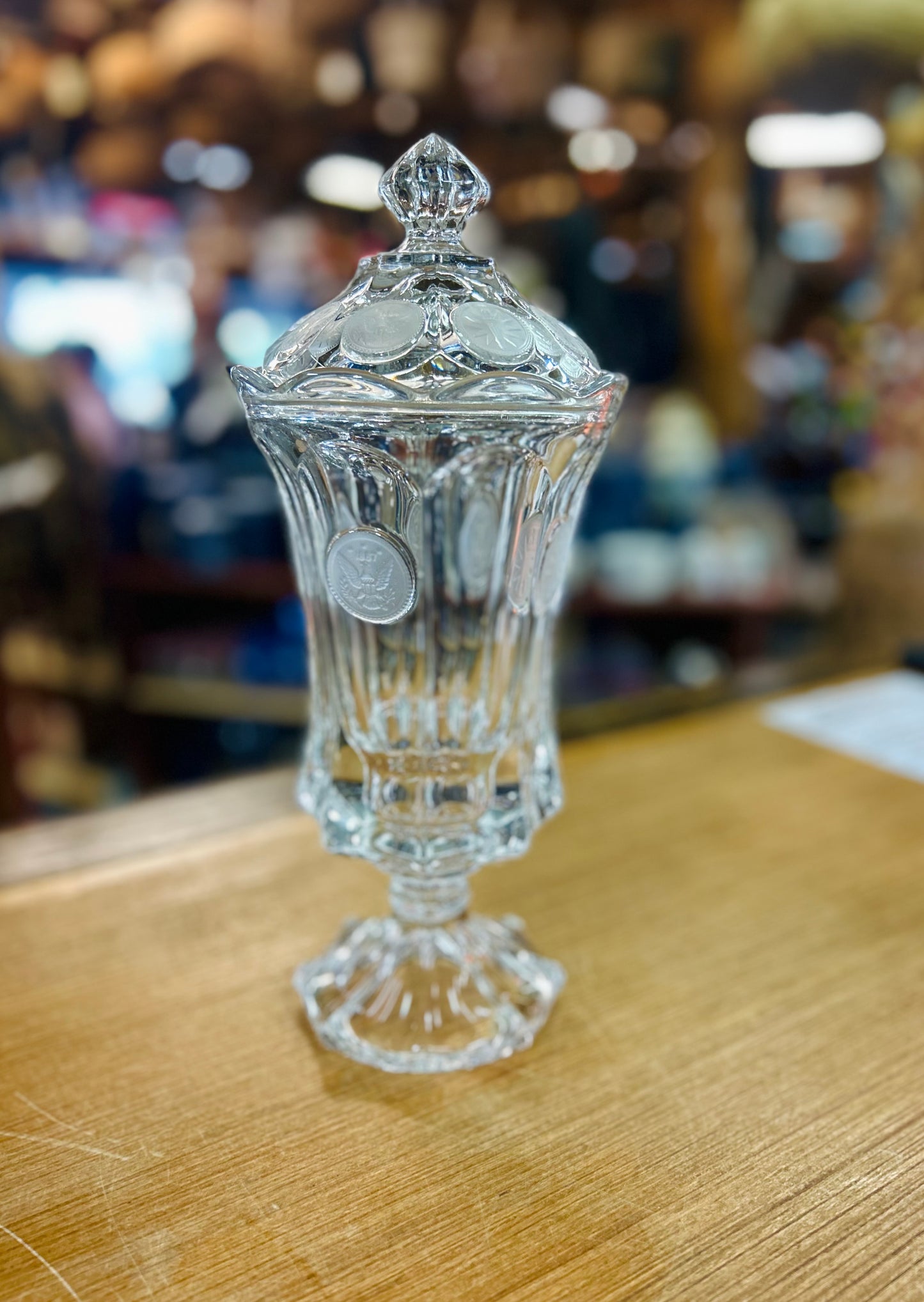 Vintage Large Candy Jar with Frosted Medallions