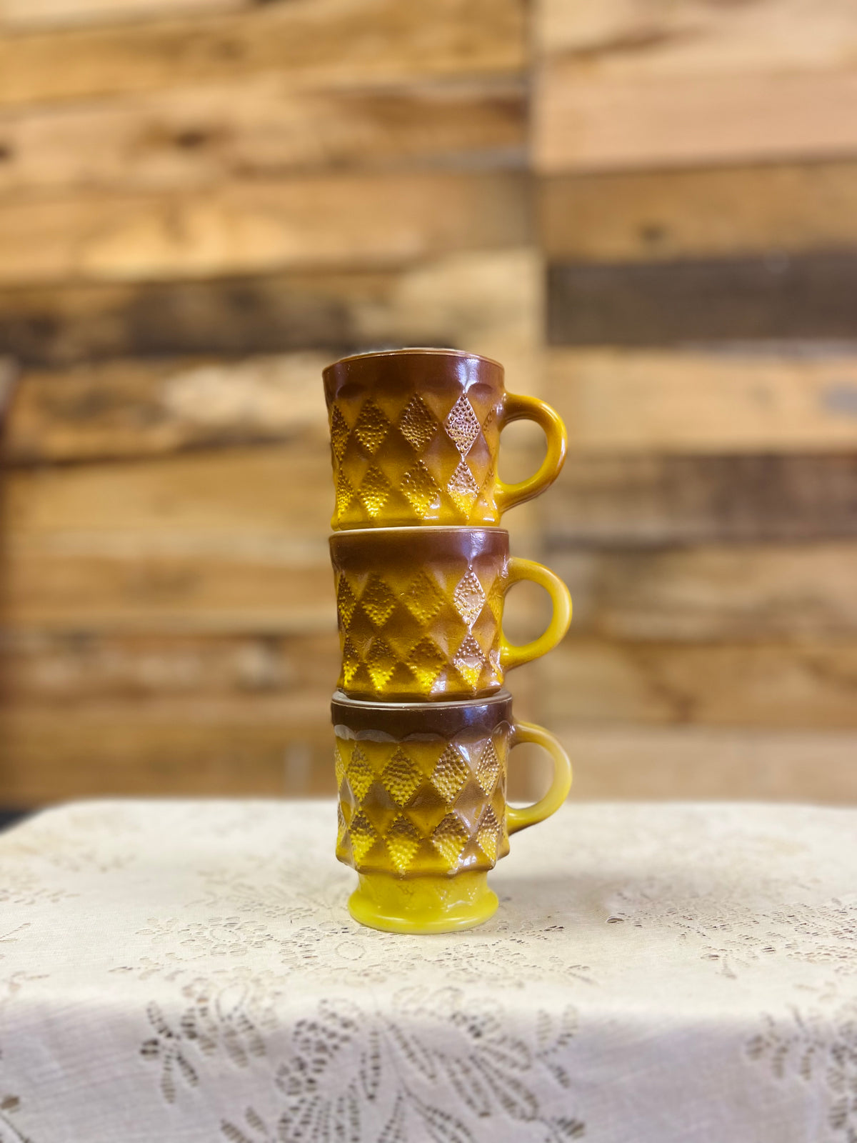 Vintage Set Of Three Anchor Hocking Fire King Mugs