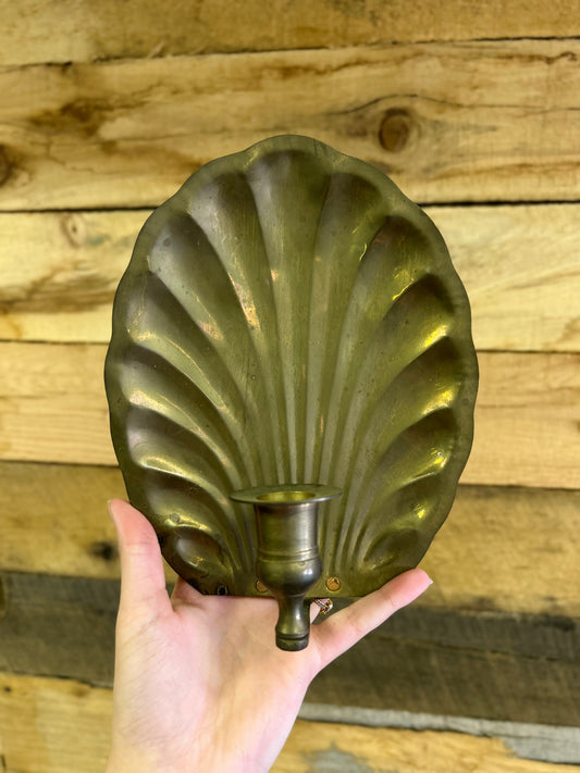 Vintage Brass Shell Wall Sconce