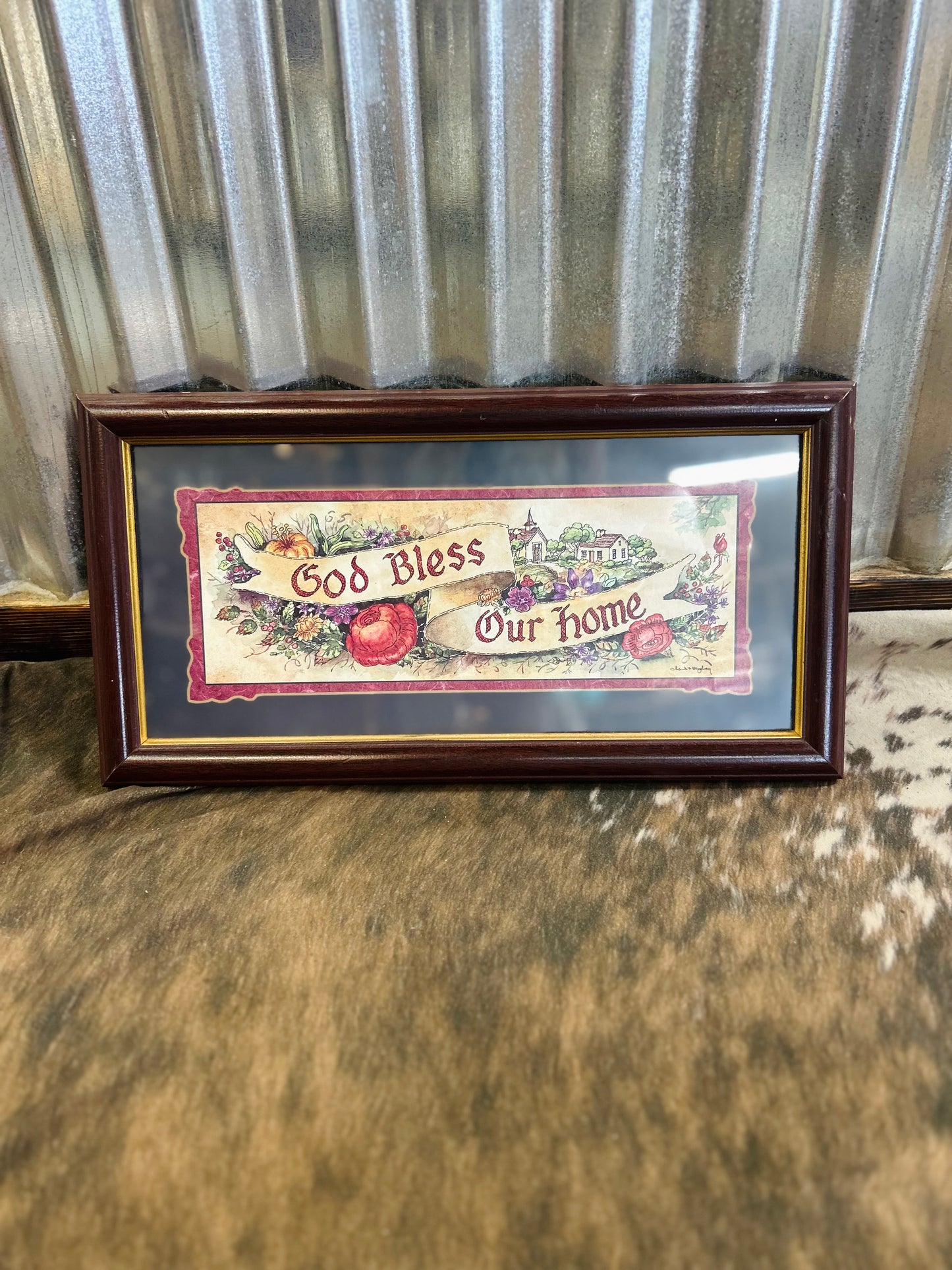 Vintage "God Bless Our Home"  Sign