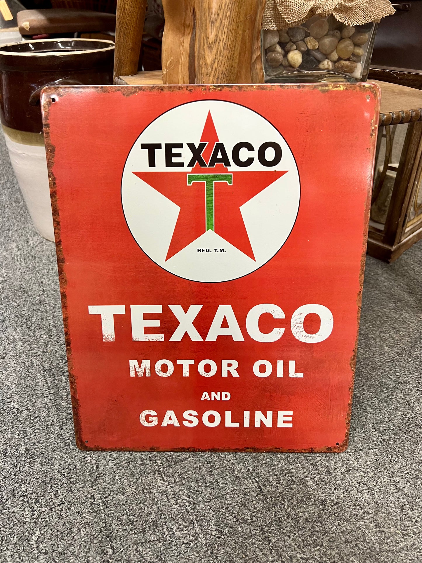 Texaco Motor Oil and Gasoline Metal Sign