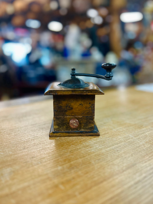Antique 1800's 19th Century Wooden French Coffee Grinder