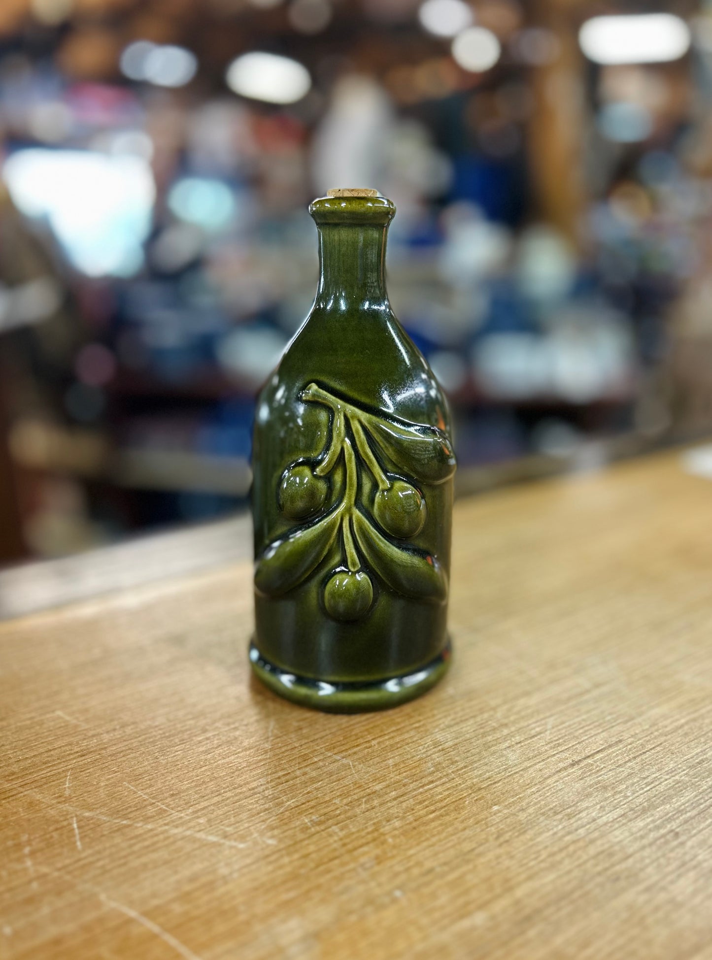 ILNODO Made in Italy Ceramic Green Olive Bottle