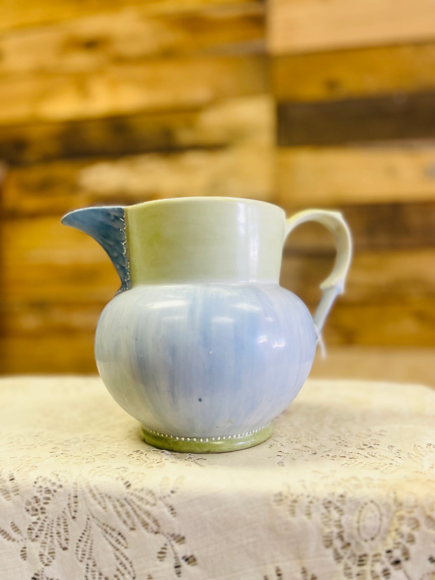 Vintage Ceramic Pitcher with Hand Painted Scene of Horse
