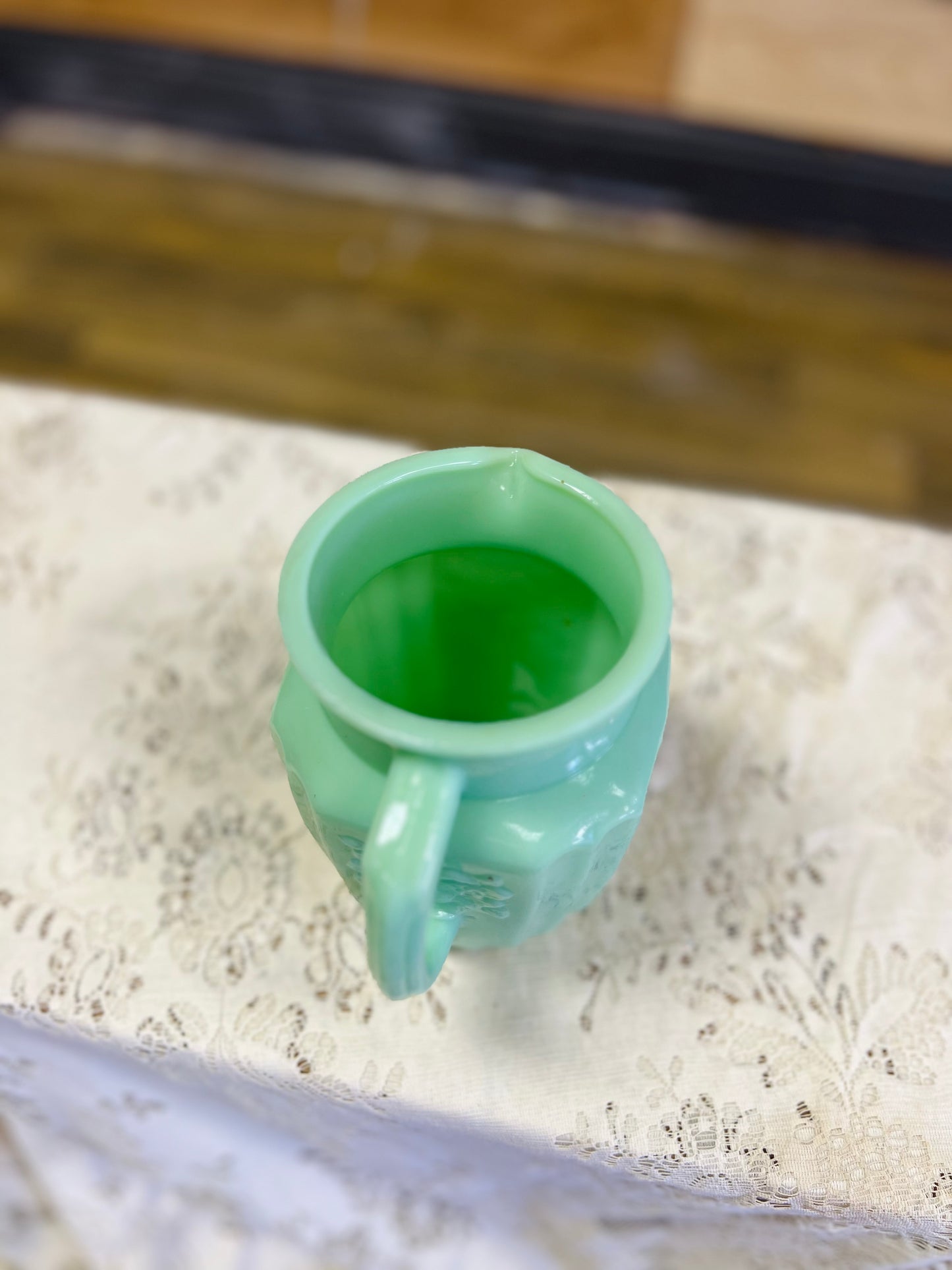 Green Jadeite Pitcher and 4 Cups Set