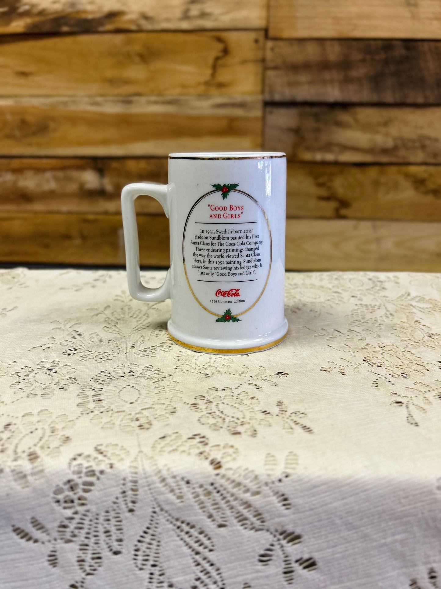 Vintage Coca-Cola "Good Boys And Girls" Ceramic Christmas Mug