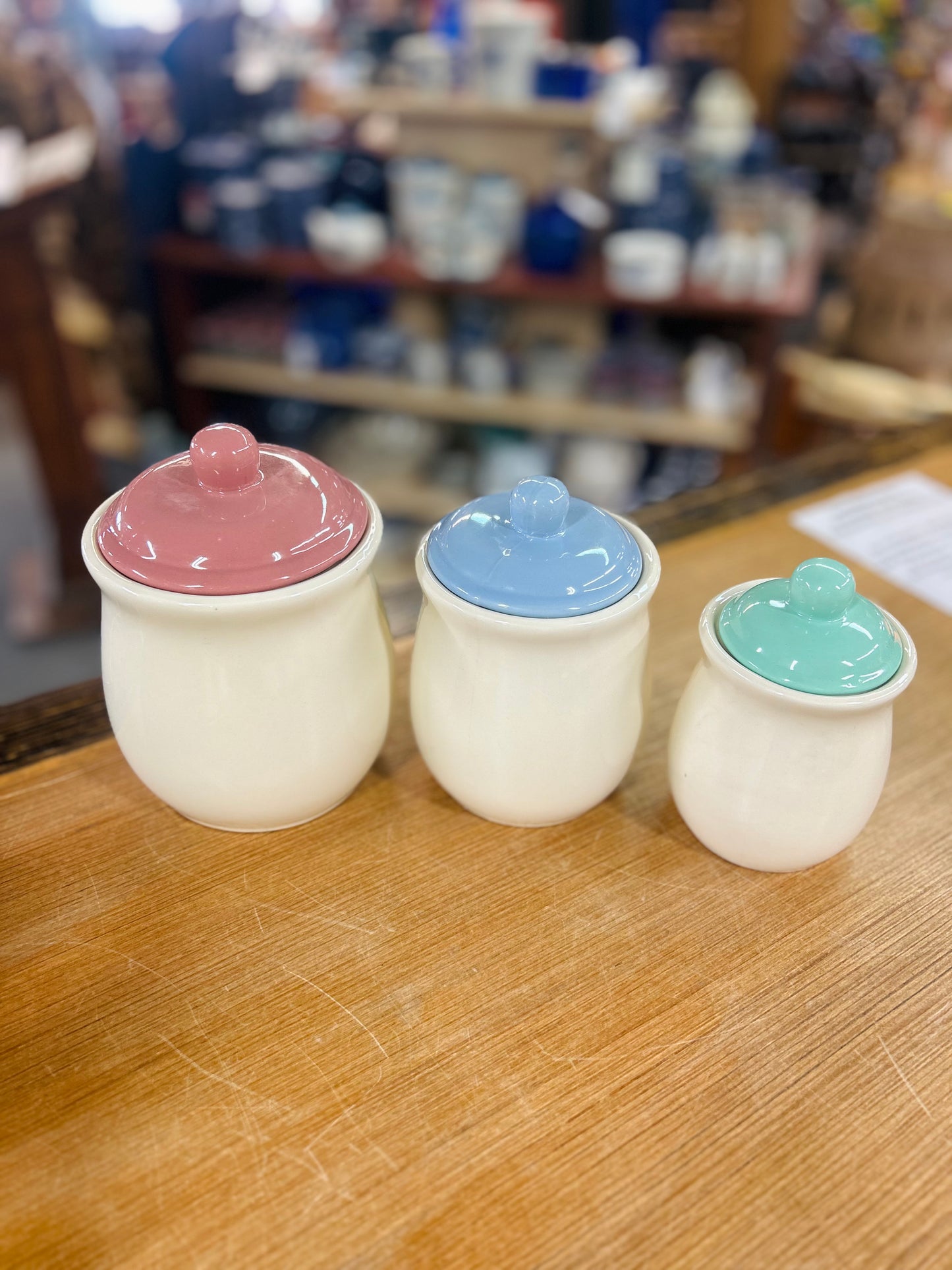 Vintage Early 1930s Lidded Jar Set Of 3