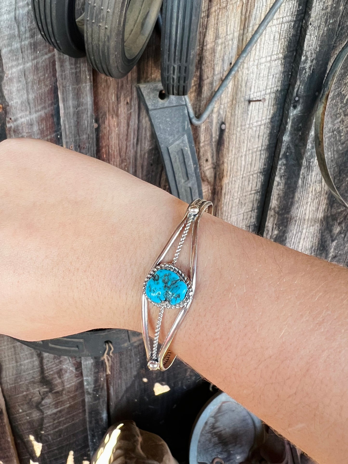 Turquoise Twist Bracelet with Sleeping Beauty Stone
