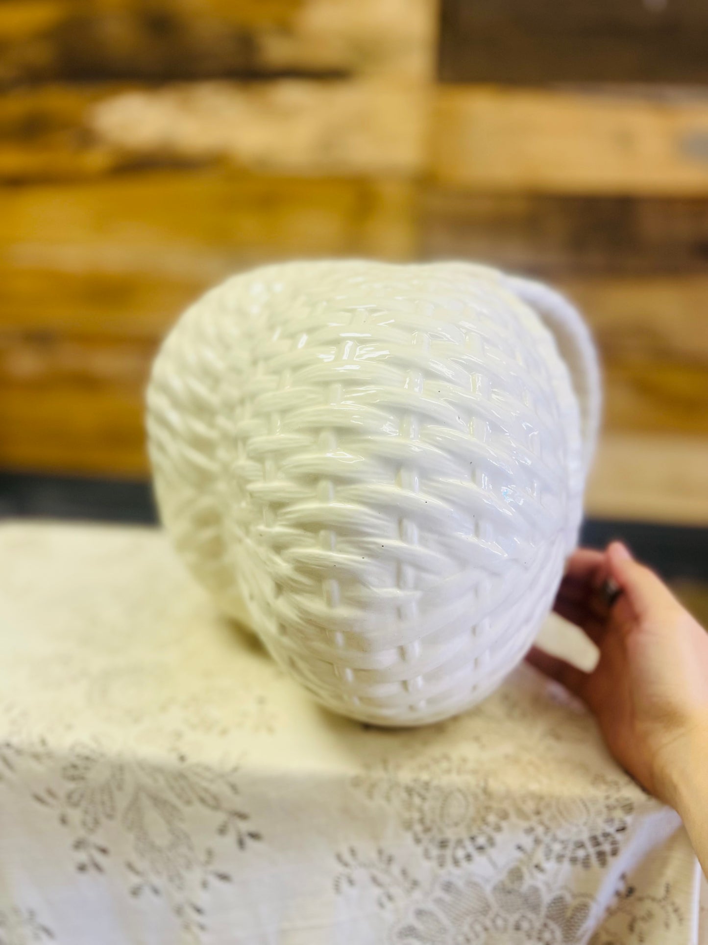 Vintage Ceramic White Basket