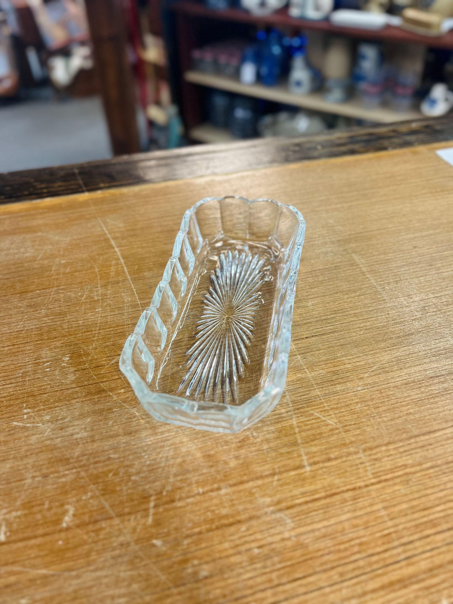 Vintage Clear Pressed Glass Relish Dish