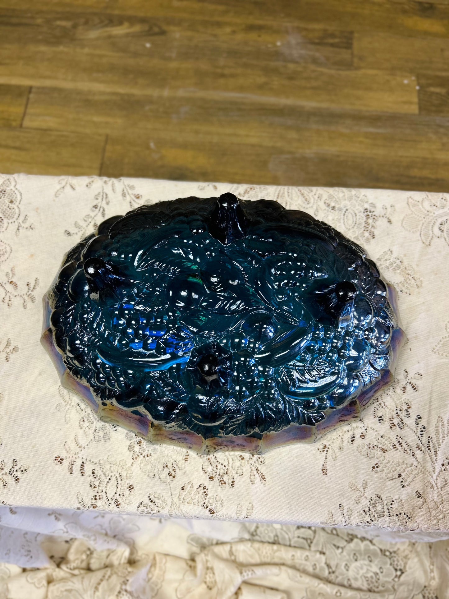 Vintage Indiana Glass Blue Carnival Fruit Bowl