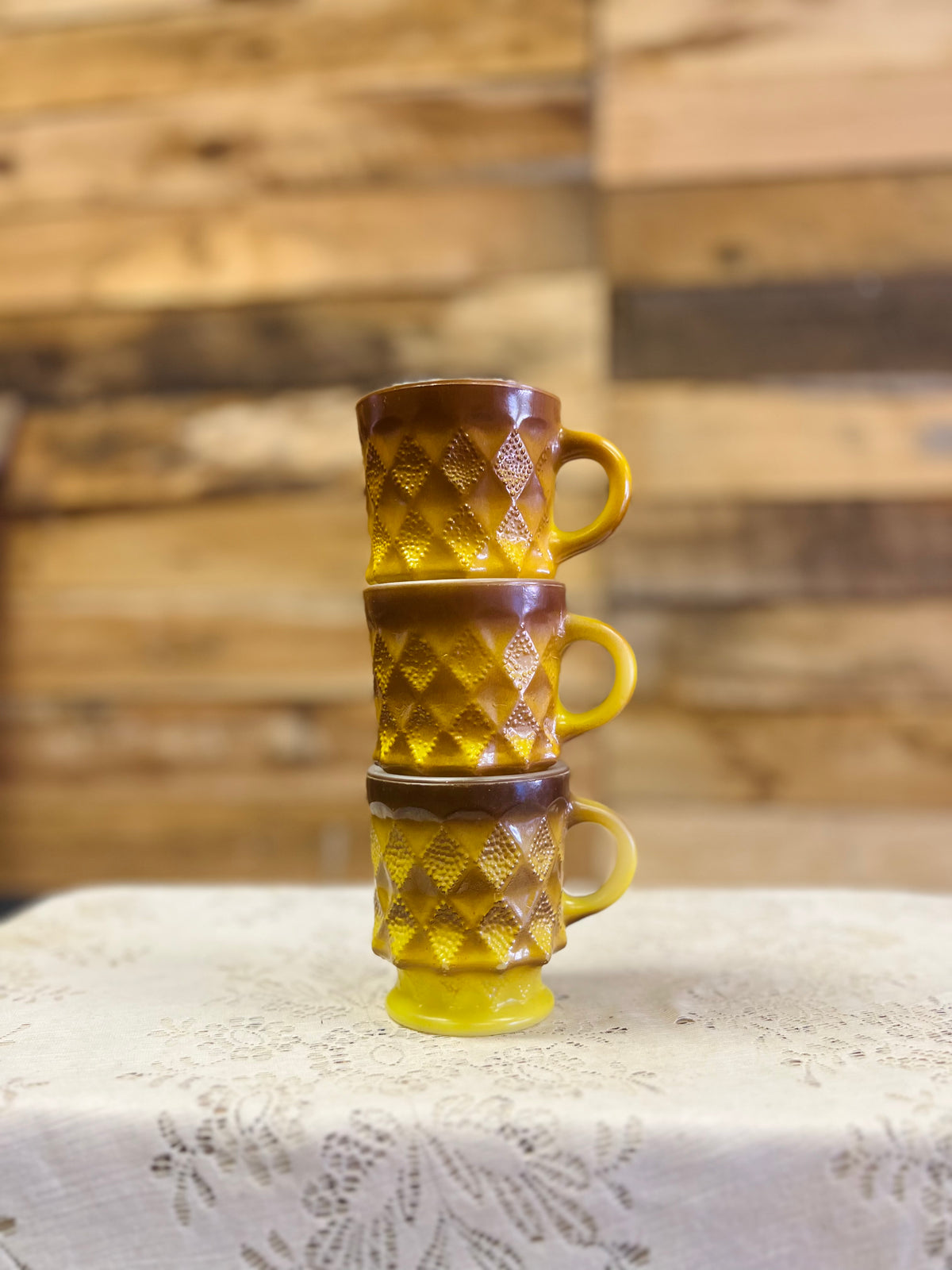 Vintage Set Of Three Anchor Hocking Fire King Mugs
