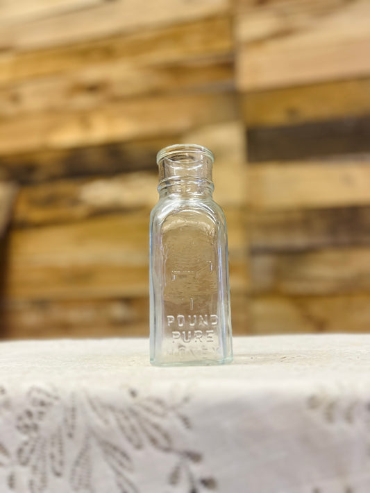 Vintage 1 lb Pure Honey Acres Bottle