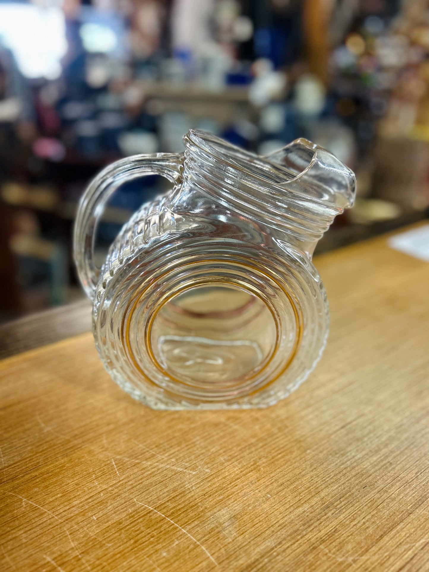 Very Old Refridgerator Bottle Pitcher with Gold Inlay