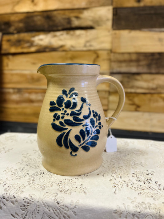 Vintage Tan and Blue Pfaltzgraff Pitcher