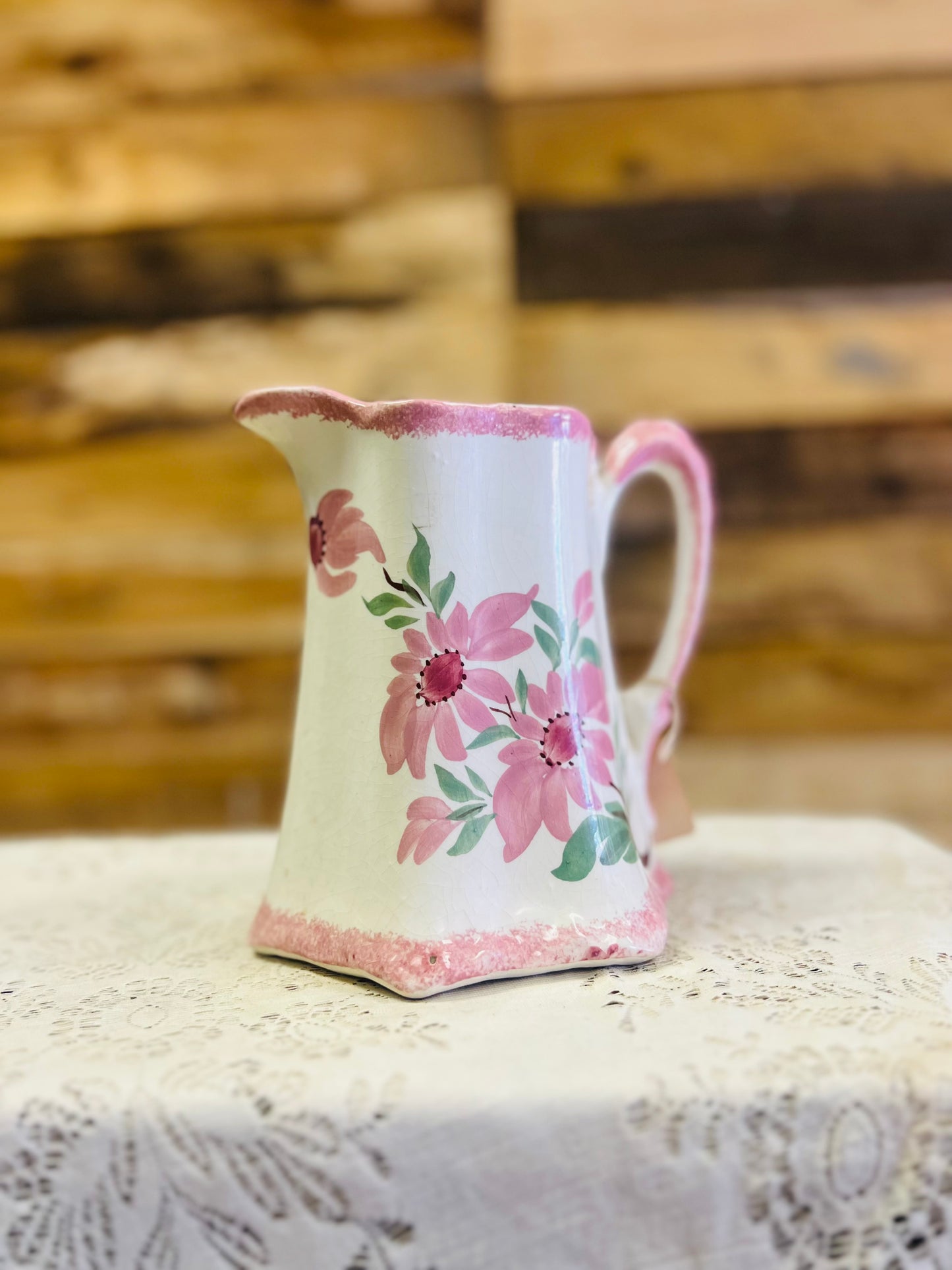 Vintage Cash Family Pottery Hand Painted Floral Pitcher