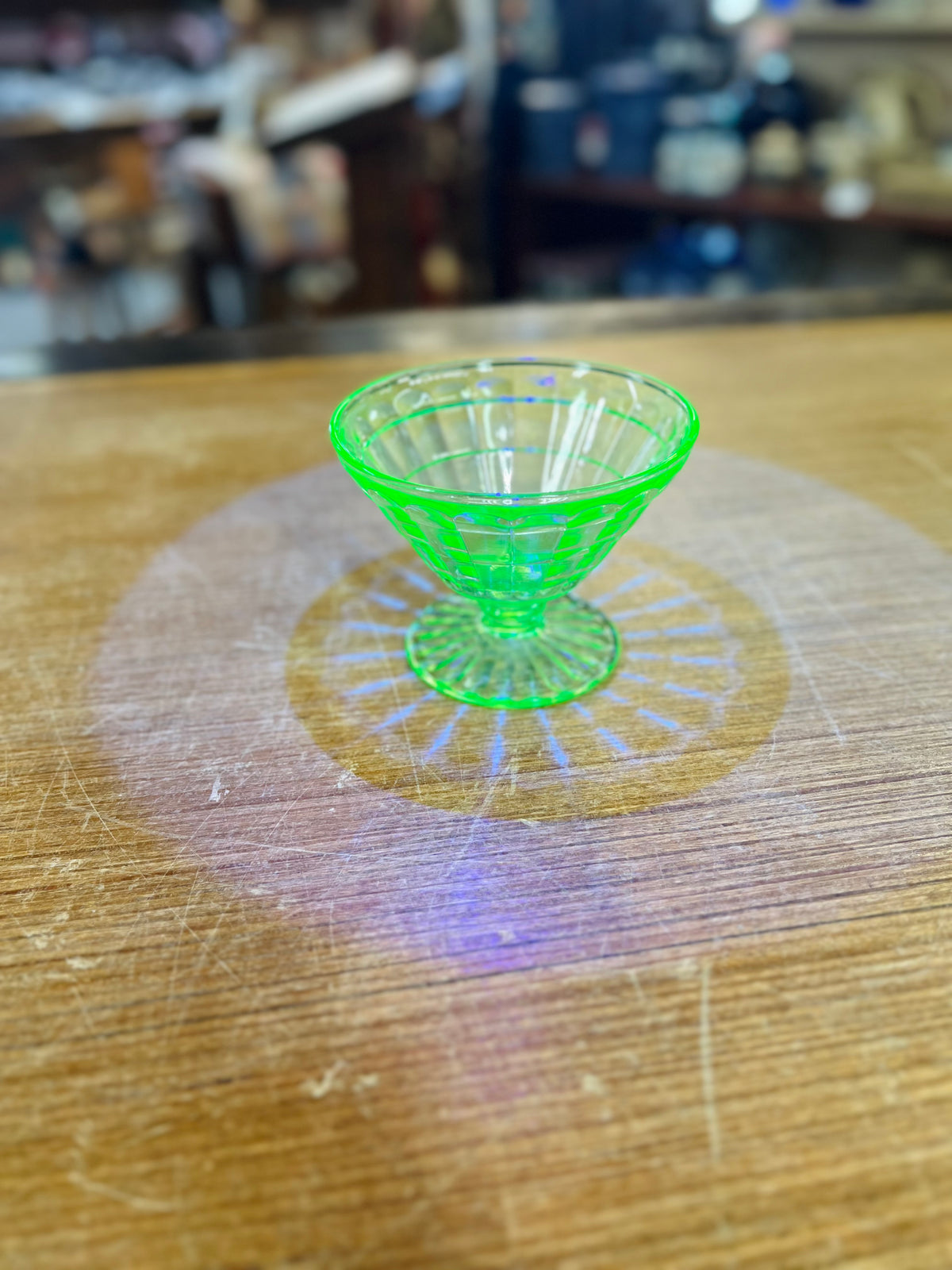 Vintage Uranium Block Glass Sherbert Dish