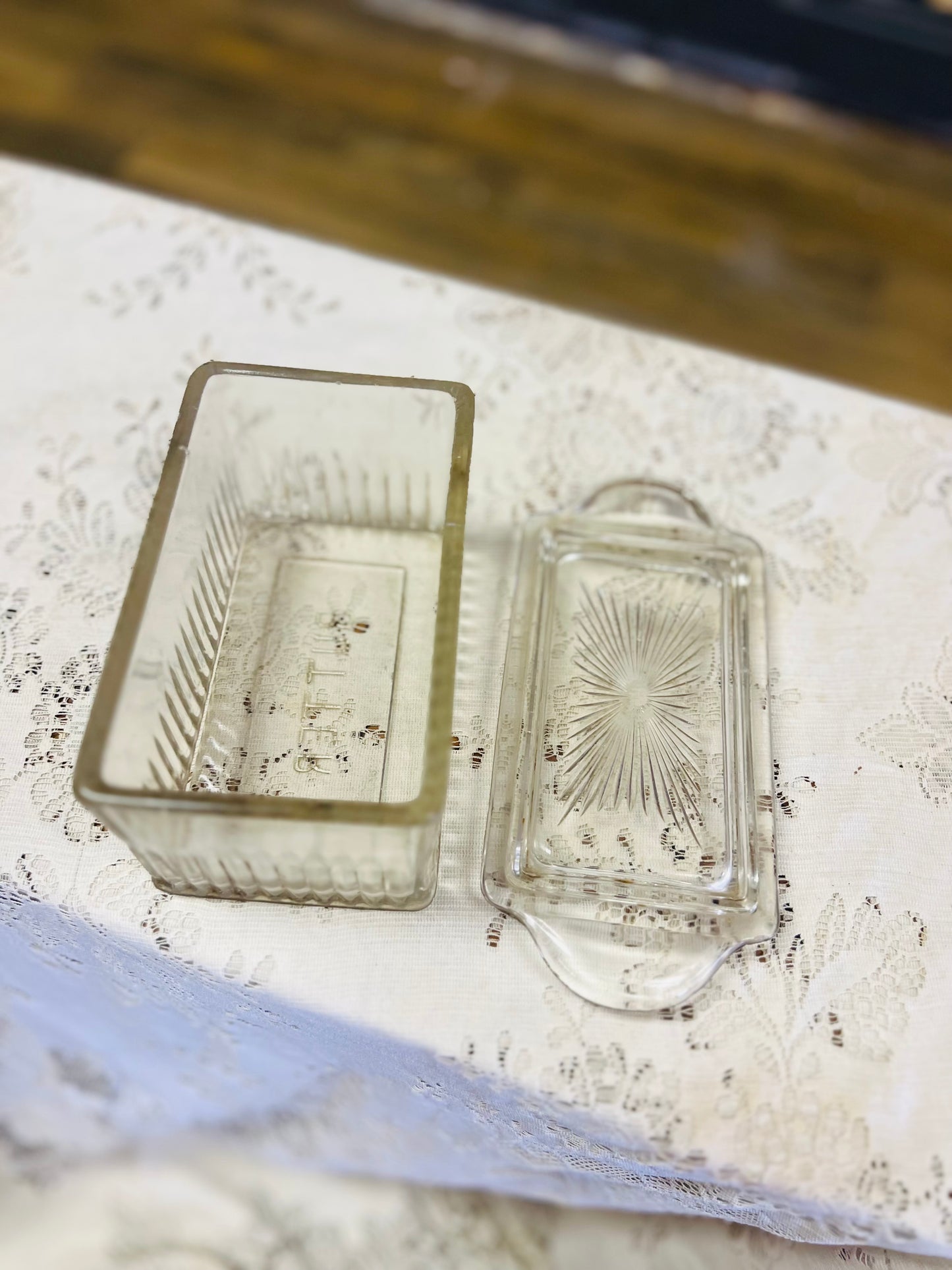 Vintage Clear Tall Butter Dish