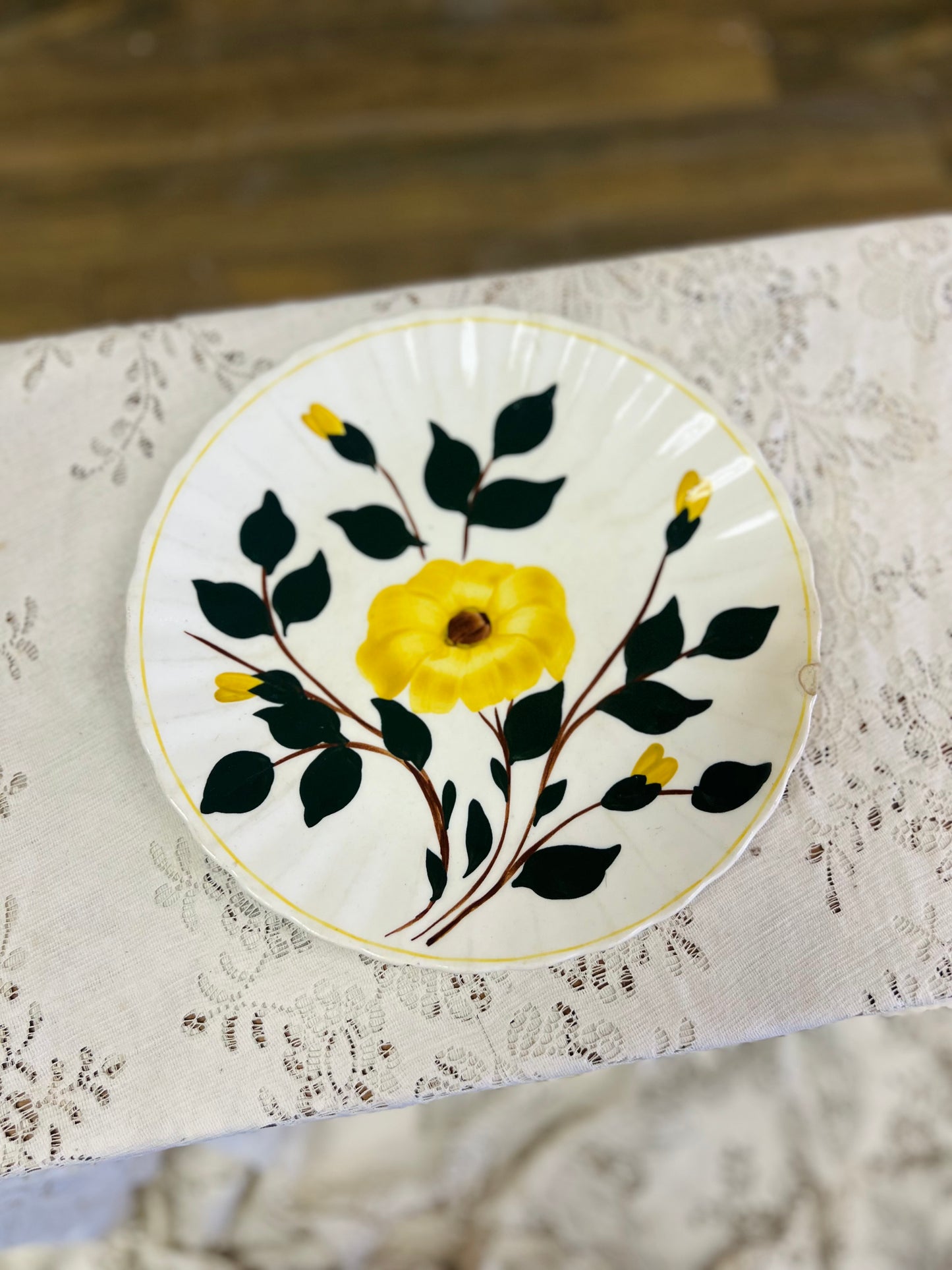 Vintage Blue Ridge Southern Pottery Hand Painted "Yellow Nocturne" Pattern