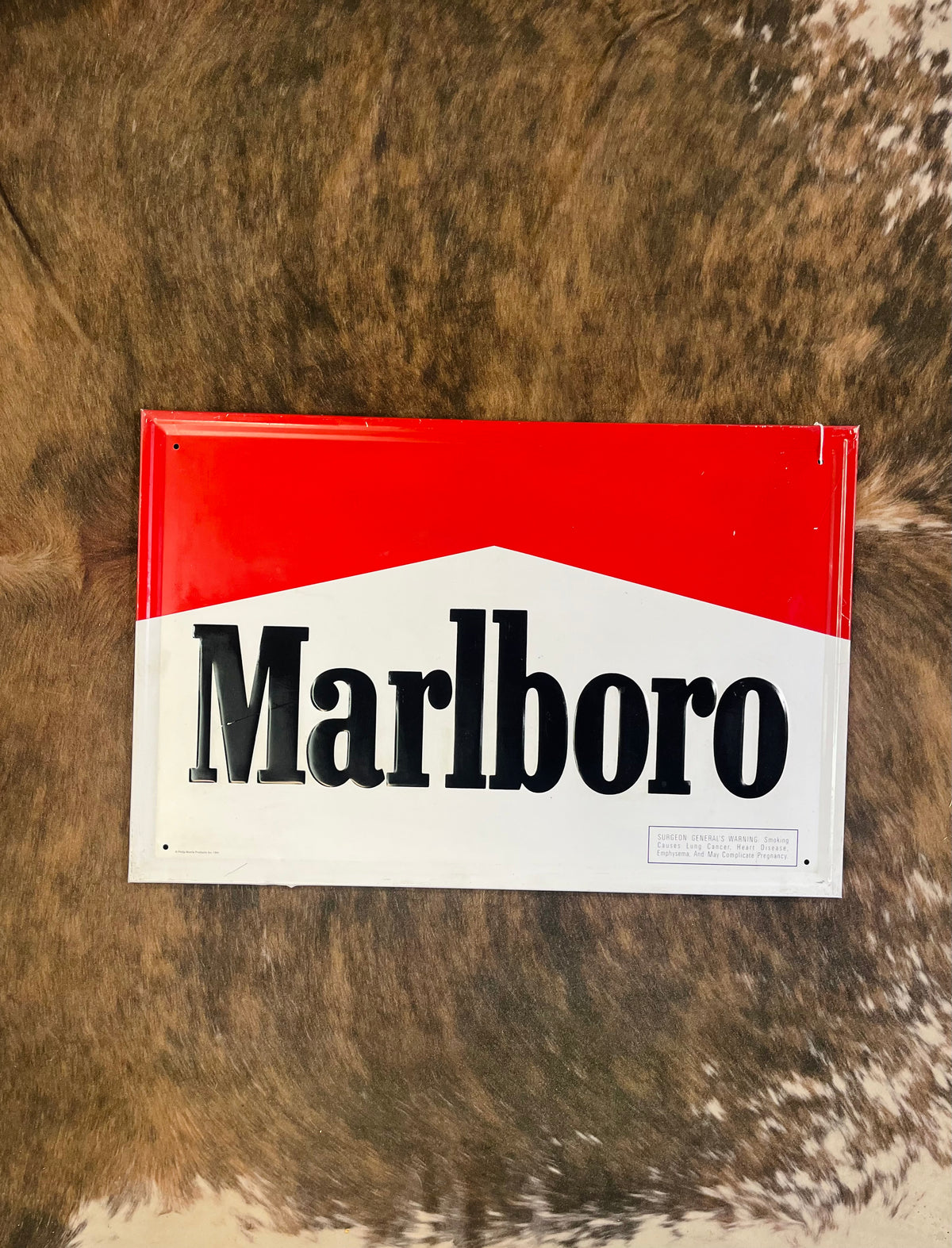 Vintage Marlboro Metal Sign Embossed