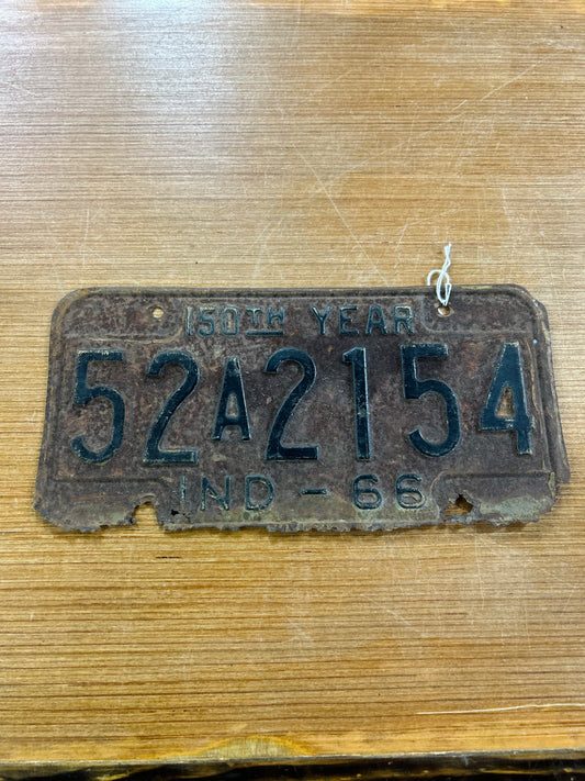 Vintage 1966 Indiana 150th Year License Plate