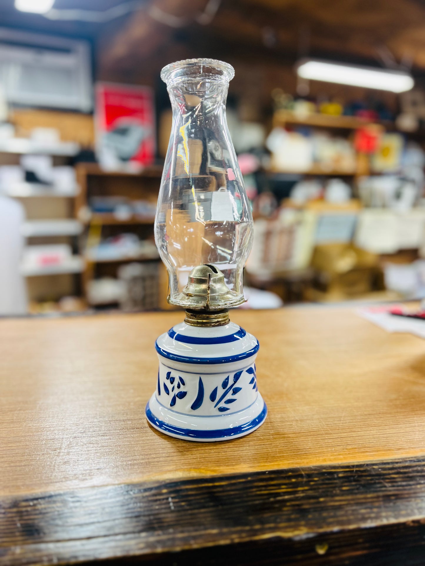 Vintage Light Blue Floral Lamplight Farms Lamp